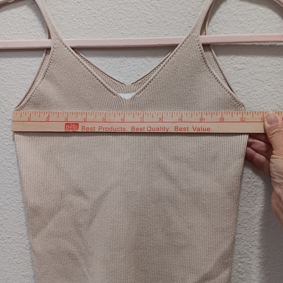 UZ Ribbed Tank Small V Neck Stretchy Brown - Picture 5 of 9